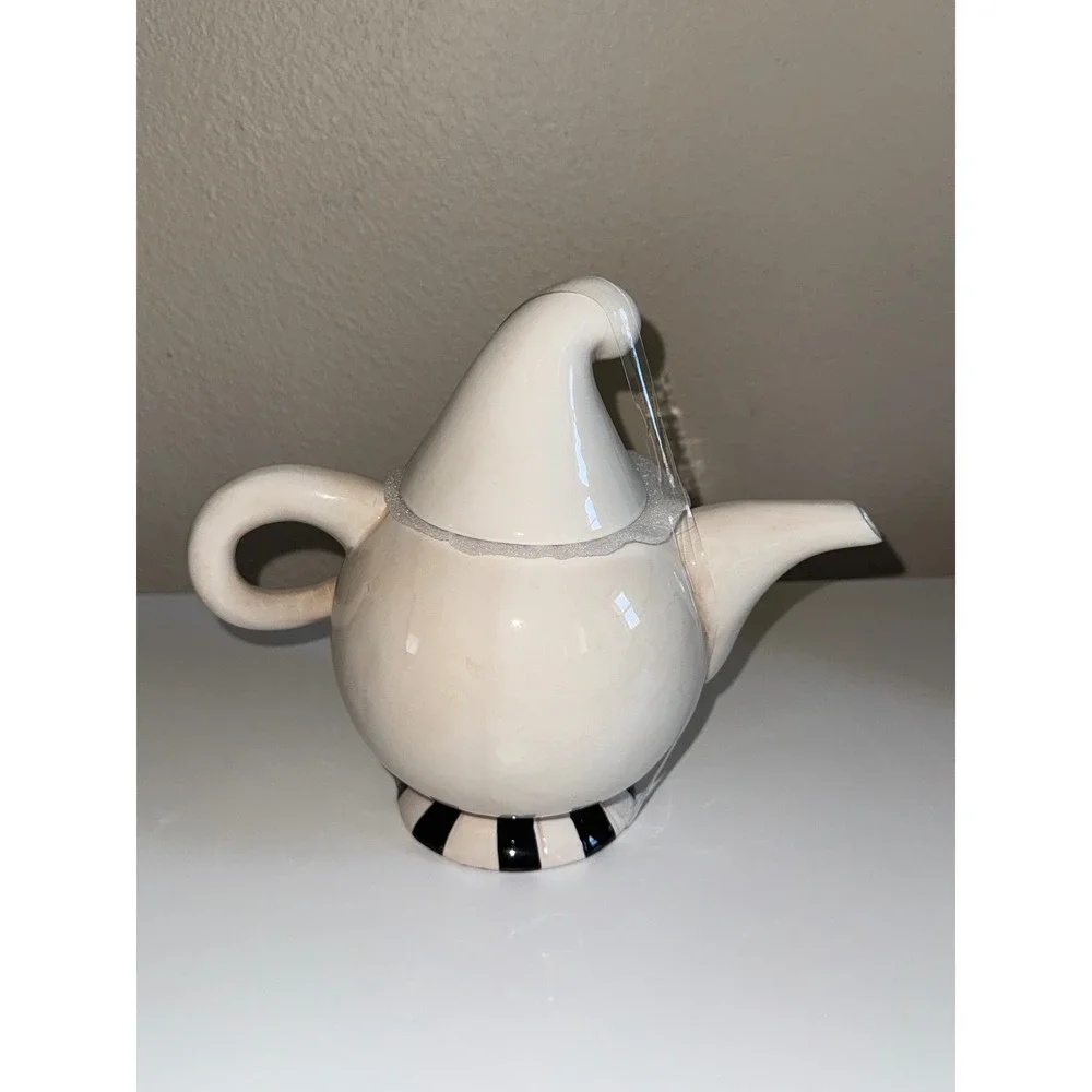 Johanna Parker Carnival Cottage Ghost Teapot Halloween Ceramic Decor White Black